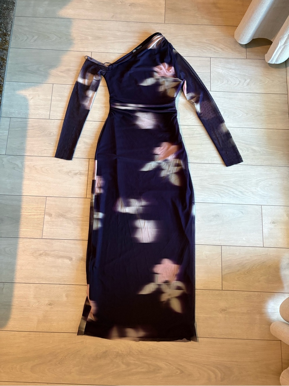 Zara One-Shoulder Purple Floral Dress